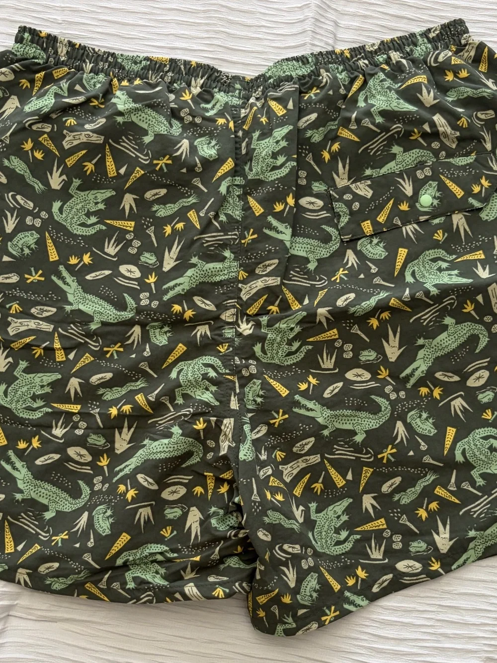 Patagonia Men’s Dark Green Alligator Print Hybrid Shorts- RARE